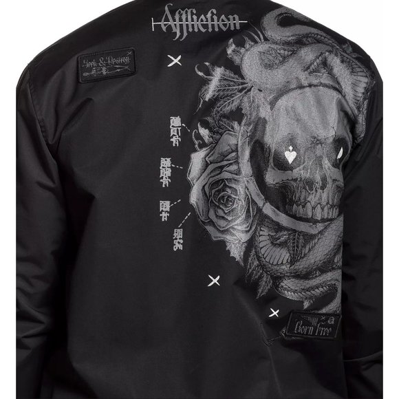 AFFLICTION MANIFEST BOMBER MEN'S JACKET Black Bike - Picture 2 of 13
